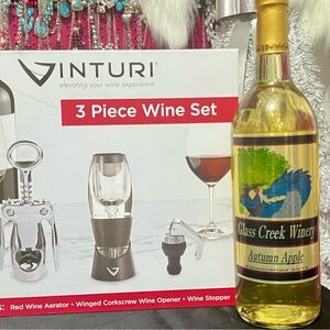 Vinturi 3 Piece Wine Set - Black and Silver